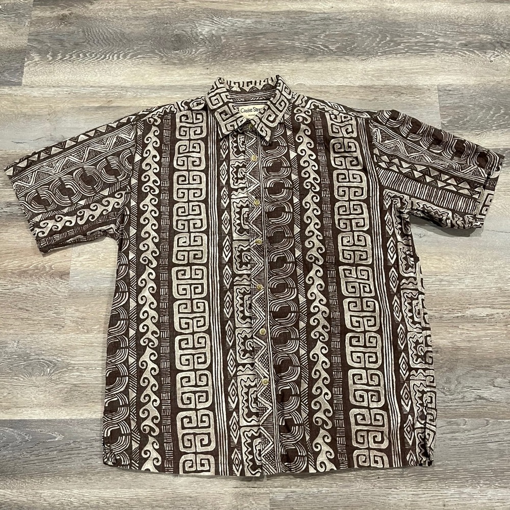Cooke Street Hawaiian Shirt Size Medium Dark Brown